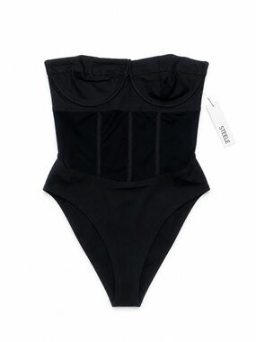 NWT Steele Black Strapless Corset Bodysuit